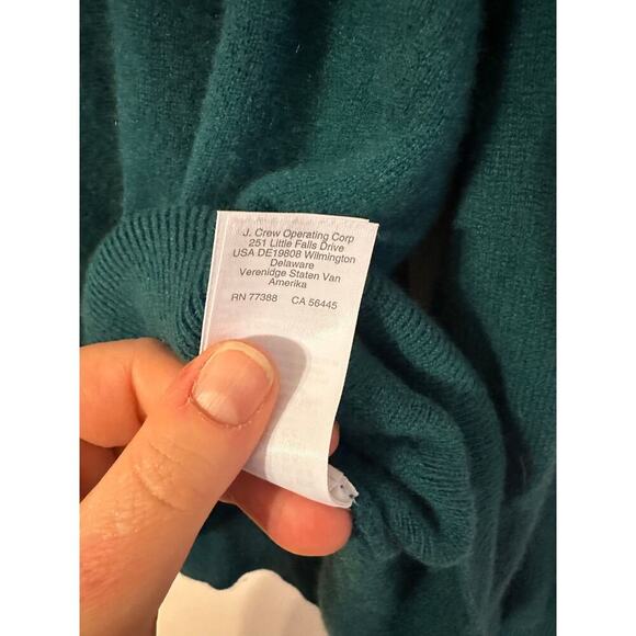 J. Crew Soft 100% Cashmere Teal Green Unisex Crew Neck Pullover Sweater Size L - Picture 6 of 6